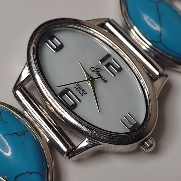 Silver Tone Metal And Blue Plastic Watch - Picture 2 of 12